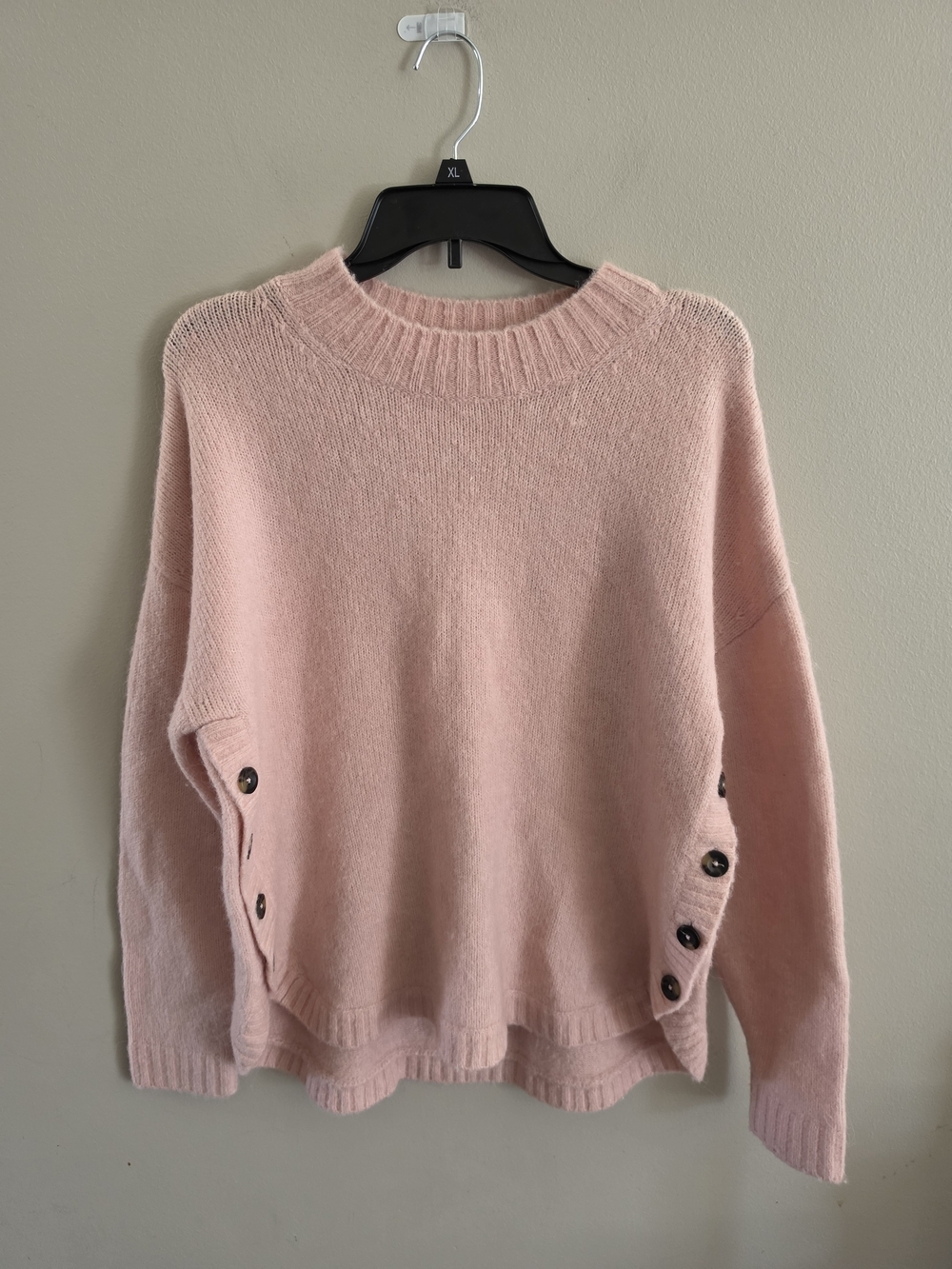 Boden Pink Side Button Crewneck Sweater Women's US 10 UK 14